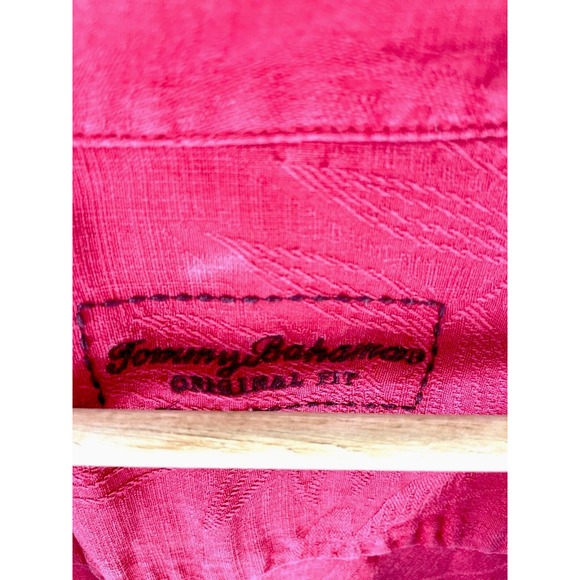 Tommy Bahama Shirt Mens XXL Bright Red Embossed Silk Button Up Soft - Picture 3 of 5